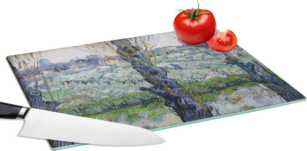 Glazen Snijplank - 39x28 - Zicht op Arles - Vincent van Gogh - Snijplanken Glas