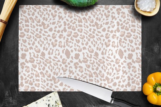 Planche à découper en Verres - 39 x 28 - imprimé panthère - Pastel - Wit - Planches à découper en Glas