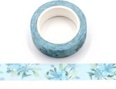Blauwe bloemen washi tape | 15mm - 5m