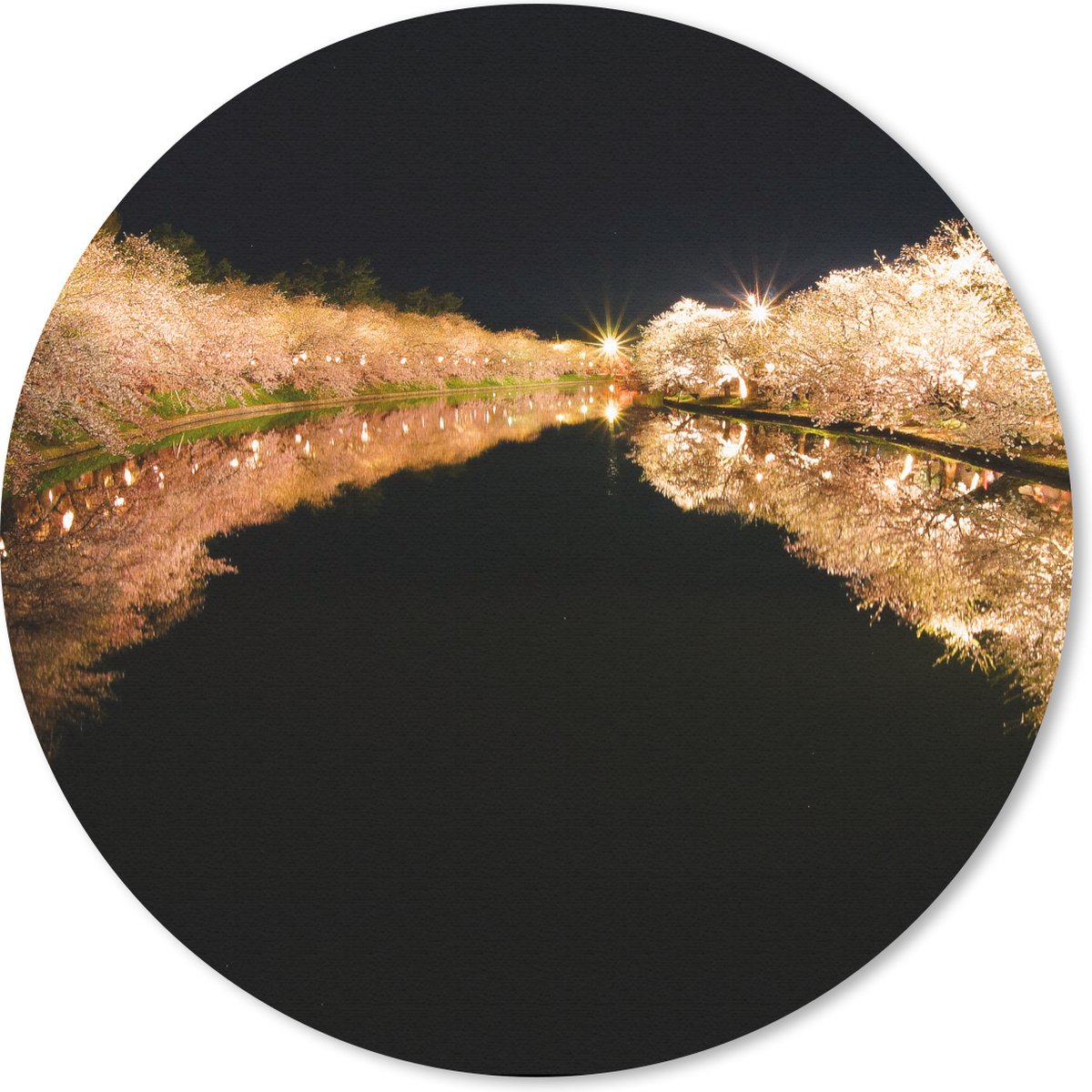 Muismat rond 30x30 cm - Mousepad Kersenboom - Bloesem - Licht - Ronde muismatten