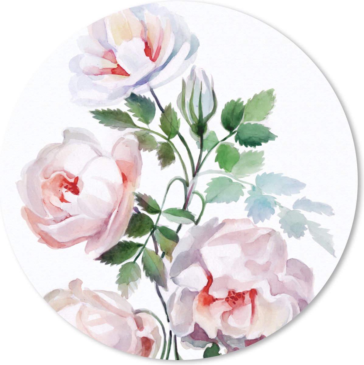 Muismat rond 20x20 cm - Mousepad Waterverf - Rozen - Bloemen - Ronde muismatten