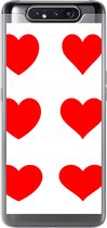 Geschikt voor Samsung Galaxy A80 hoesje - Een illustratie met negen rode hartjes - Siliconen Telefoonhoesje