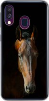 Geschikt voor Samsung Galaxy A40 hoesje - Paarden - Dieren - Bruin - Siliconen Telefoonhoesje