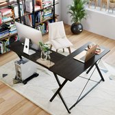 Computerbureau - L-vorm - MDF - Met opbergplanken - PC-werkstationbureau - Thuis/kantoor