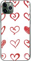 Geschikt voor iPhone 11 Pro Max hoesje - Een illustratie met hartjes in verschillende vormen - Siliconen Telefoonhoesje