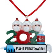 Kersthanger 2022 - Kerstboom versiering - 3 kerstmannen met mondkapjes - Kerstversiering Corona vaccinatie - Kerst decoratie – Kerstcadeau - Quarantaine - Kerstbal - Kerstballen