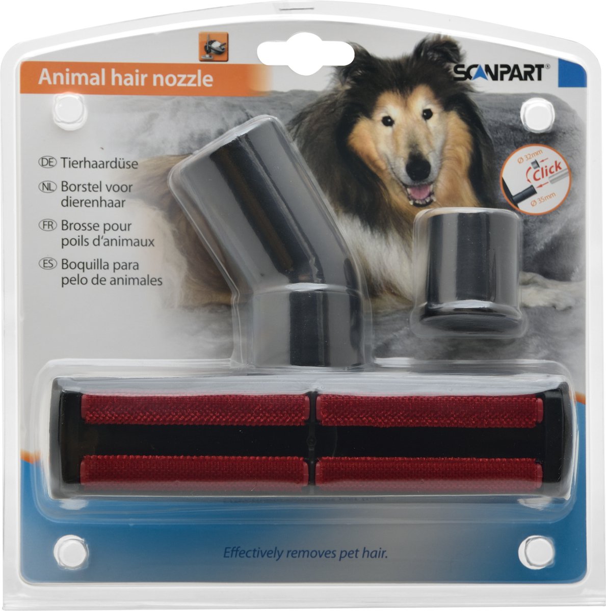 Scanpart stofzuigermond voor dierenharen 32 en 35 mm - Voor het verwijderen van honden en katten haar - Cat and dog - Geschikt voor AEG Bosch Electrolux Miele Moulinex Nilfisk Panasonic Philips Rowenta Siemens - Universeel