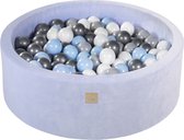 Ronde ballenbak VELVET 90x30 - Baby Blauw incl 200 ballen - Zilver, Grijs, Wit, Baby Blauw | Ballenbakje.nl