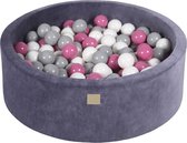 Ronde ballenbak VELVET 90x30 - Grijs-Blauw incl 200 ballen - Wit, Grijs, Licht Roze | NoussyToys.nl