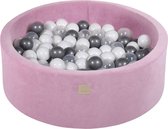 Ronde ballenbak VELVET 90x30 - Donker Roze incl 200 ballen - Zilver, Wit, Transparant | Ballenbakje.nl