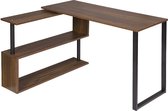 Luxury Buy® hoekbureau-computertafel-schrijftafel- met legplanken- L-vorm -180° draaibaar-zwart-bruin