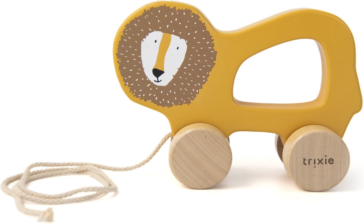 Trixie Houten Trekspeeltje - Mr. Lion - Voor de eerste stapjes - Babyspeelgoed - Voor Jongens & Meisjes - Leeuw