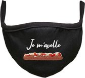 Je m'apelle Rustaagh mondkapje - gezichtsmasker - wasbaar - niet medisch - zwart - tekst - bedrukt