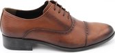 Heren schoenen- Nette schoenen- Veterschoenen 5100- Echt leer- Cognac- Maat 42