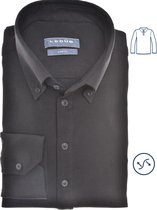 Ledub modern fit overhemd - tricot weving - zwart - Strijkvriendelijk - Boordmaat: 45
