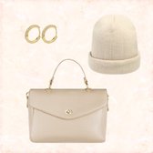 Jobo By JET - gift set - beige - Off white - Goud - Beanie - Muts - Cross body - Tas - Sieraden - Accessiores - Dames geschenk set