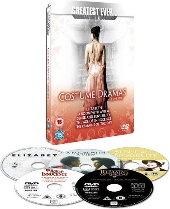 Costume Dramas vol 1 - Elizabeth+Room with a View+Sense and Sensibility+Age of Innocence+Remains of the Day