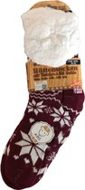 Hüttesock - Happy dames huissokken - Kerstsokken - Extra warm en zacht - ABS en anti slip - Snowflake - Donker Rood