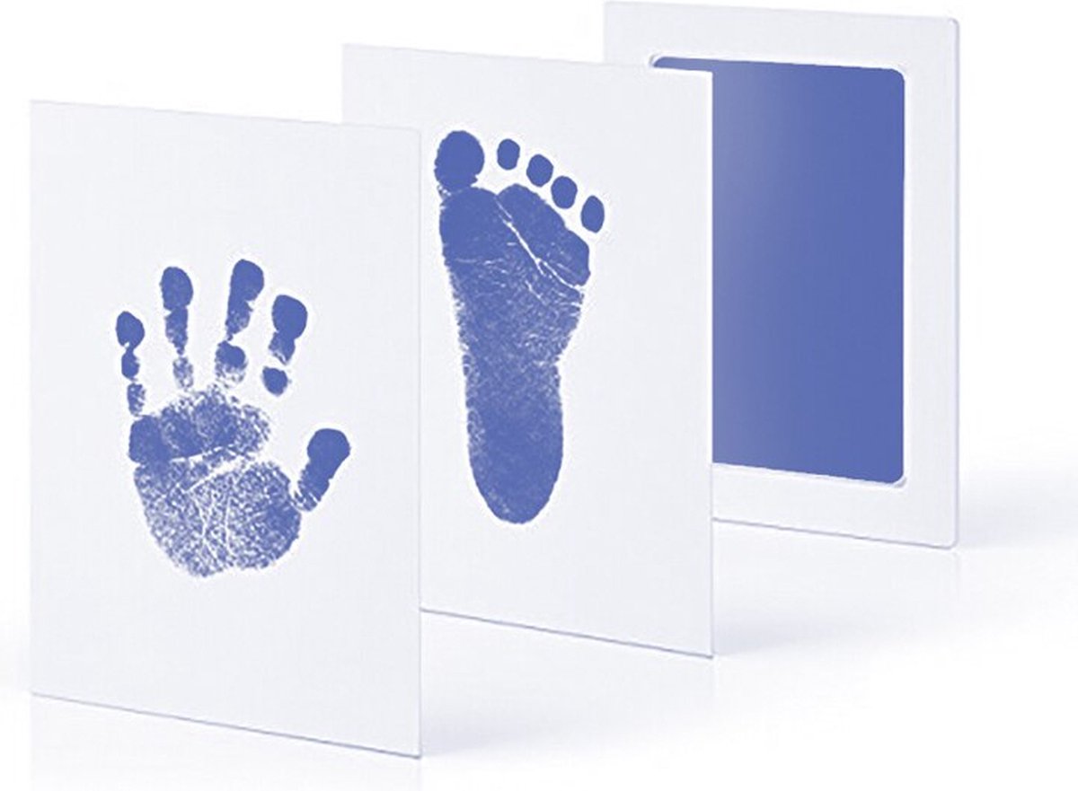 Baby Voetafdruk en Baby Handafdruk Inkt geschenk set (Blauw) - Cadeau voor Baby - Inclusief Wit kaartje