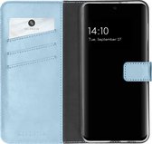 Samsung Galaxy A32 (4G) Hoesje met Pasjeshouder - Selencia Echt Lederen Booktype - Lichtblauw