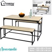 Urban Living tafel + 2 banken - 140 x 80 x 75 cm