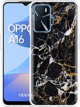 Oppo A16 / A16s Hoesje Zwart Goud Marmer - Designed by Cazy