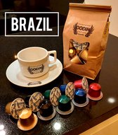 100 CUPS GODINCOFFEE BRAZIL SANTOS ASTRID FANCY NY 2 17/18 FC , Handcrafted DARK Roast 100% ARABICA Nespresso compatible capsules  specialty koffiecups 5 x 20 cups single origin /