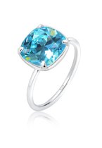 Elli Dames Ring Dames Band Ring Geo met Kristal Blauw in 925 Sterling Zilver