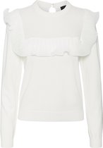 Vero Moda VMGLORY LS O-NECK FRILL BLOUSE GA Dames Trui  - Maat S