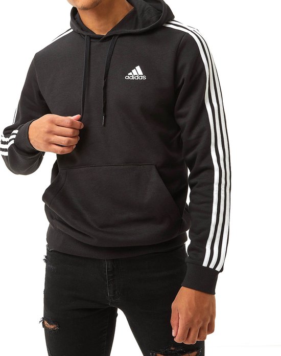 Adidas Essentials 3-Stripes Fleece Trui / Hoodie - Zwart Heren - Maat S |  bol.com