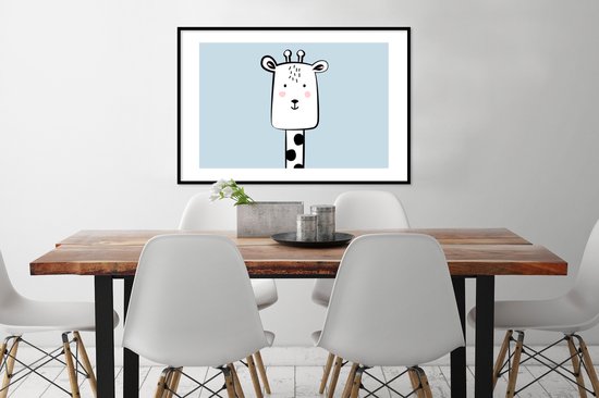 Fotolijst incl. Poster - Giraf - Dieren - Pastel - 90x60 cm - Posterlijst