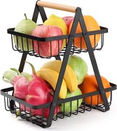 Fruitmand - Fruitschaal – Keuken Bureau Organizers – Aardappelbak - RVS Metaal - Zwart