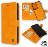 Casemania Hoesje Geschikt voor Samsung Galaxy S21 Ultra Sunset Orange - 2 in 1 Magnetic Book Case