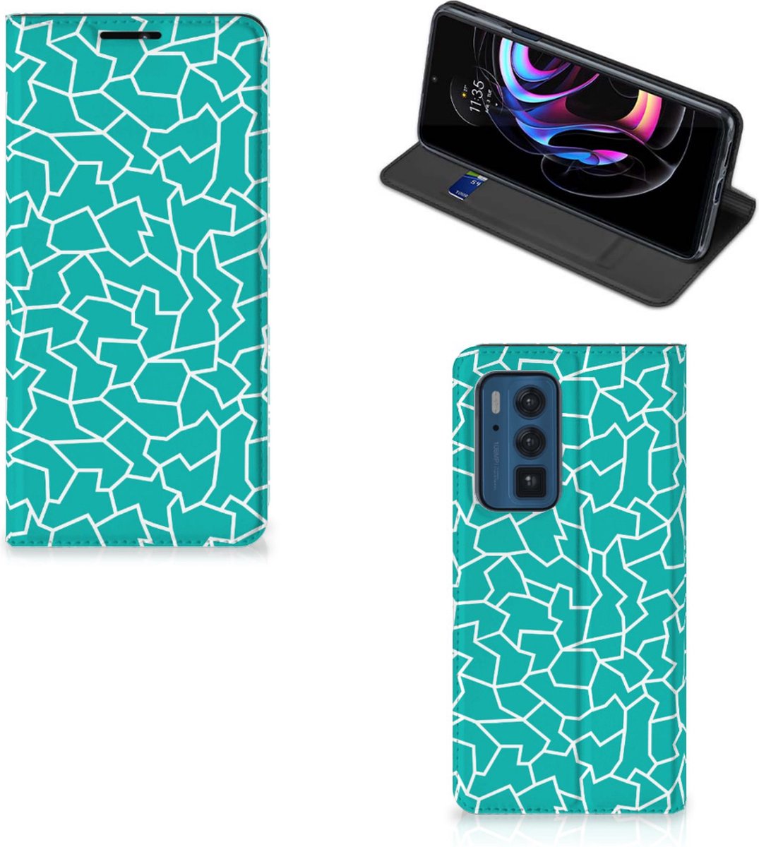 Motorola Edge 20 Pro Bookcase Cracks Blue