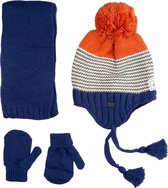 Kitti 3-Delig Winter Set | Muts met Fleecevoering - Sjaal - Handschoenen | 1-4 Jaar Jongens | Stijl-03 (K2160-11)