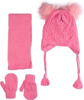 Kitti 3-Delig Winter Set | Muts (Beanie) met Fleecevoering - Sjaal - Handschoenen | 1-4 Jaar Meisjes | Elegant-04 (K2160-06)