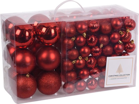 Kerstballen Assortiment 94 stuks - Rood