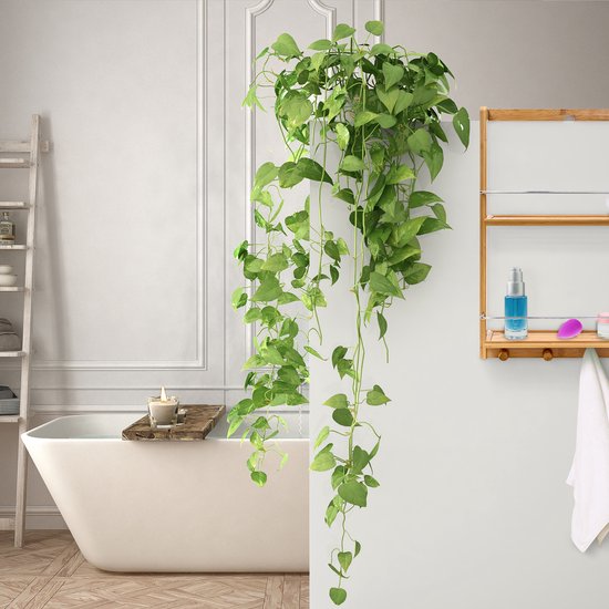 doucherek bamboe - met 2 etages - 53 x 38 x 15,5 cm - flaconhouder - met 4 handdoekhaken