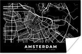 Poster Amsterdam - Kaart - Zwart - 60x40 cm