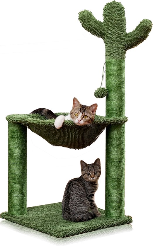 Happyment® Unieke Cactus Krabpaal Voor Katten – Zachte Kattenmand Hangmat – Kattenspeelgoed – Geschikt Voor Kleine Kittens – 93 Cm