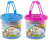 2 buckets met klei | Jongens & meisjes klei bucket met allebei 12 kleuren boetseerklei