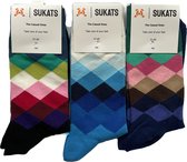 Sukats® The Casual Ones | 3 Paar | Maat 38-44 | Kerstsokken | One-Size | Unisex | Set A | Happy Fun Colorful Socks | Vrolijke Sokken
