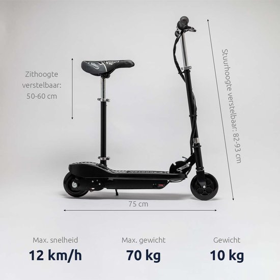 BluMill Elektrische Step – E-Step - Elektrische Step met Zadel – Verstelbaar Stuur en Zadel – 12 km / u – max 70 kg