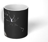 Mok - Hert - Zwart - Wit - Gewei - 350 ML - Beker