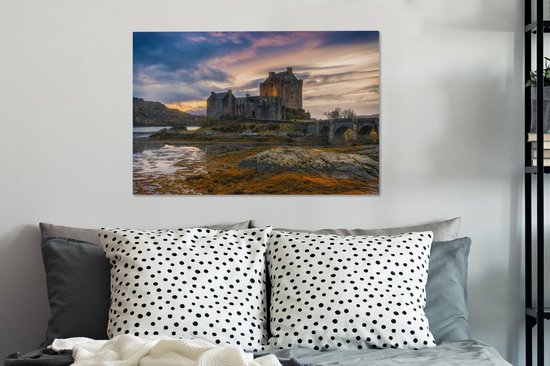 Canvas Schilderij Kasteel aan het water - 60x40 cm - Wanddecoratie
