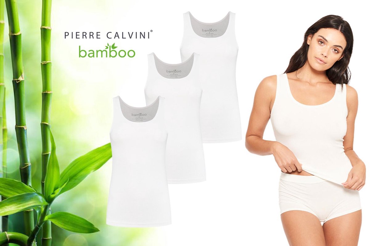 Pierre Calvini - Bamboe Hemden Dames - 3-pack - Wit - L - Onderhemd Dames - Hemdjes Dames - Singlet Dames - t Shirt Dames