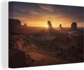 Canvas Schilderij Zonsondergang bij de Grand Canyon - 90x60 cm - Wanddecoratie