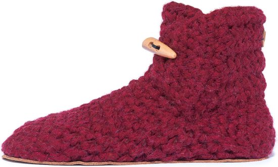 Kingdom of Wow - Sloffen Hoog Unisex Wol Wine Rood Maat 40/41 - Handgemaakt