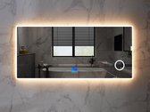Mawialux LED Spiegel - Dimbaar - 140x70cm - Rechthoek - Verwarming - Digitale Klok - Vergroot spiegel - Bluetooth - MR140SQ