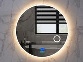 Mawialux LED Badkamerspiegel - Dimbaar - 100cm - Rond - Verwarming - Digitale Klok - Vergroot spiegel - Bluetooth - Laine